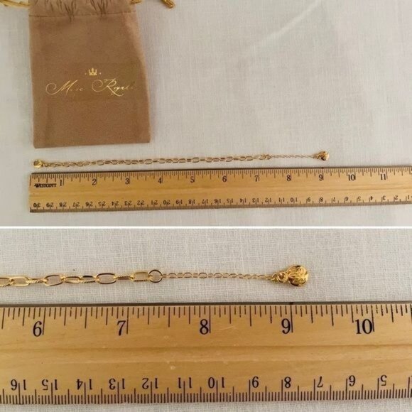 Muse Royale Basic 24K Gold Plated Anchor Link Chain Bracelet sz 7-8.5 in w/pouch - Picture 5 of 5